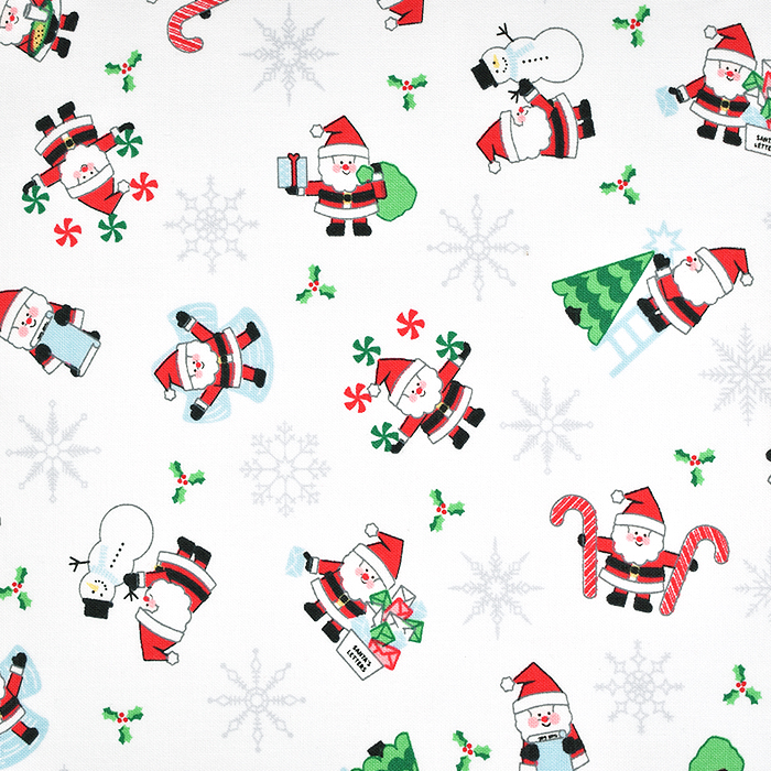 Candy Cane Lane Cotton - Santas White